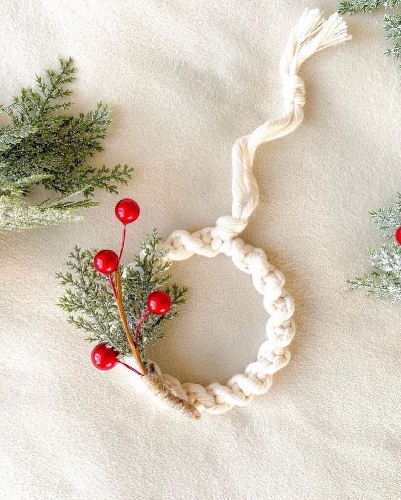 DIY macrame christmas ornament wreath