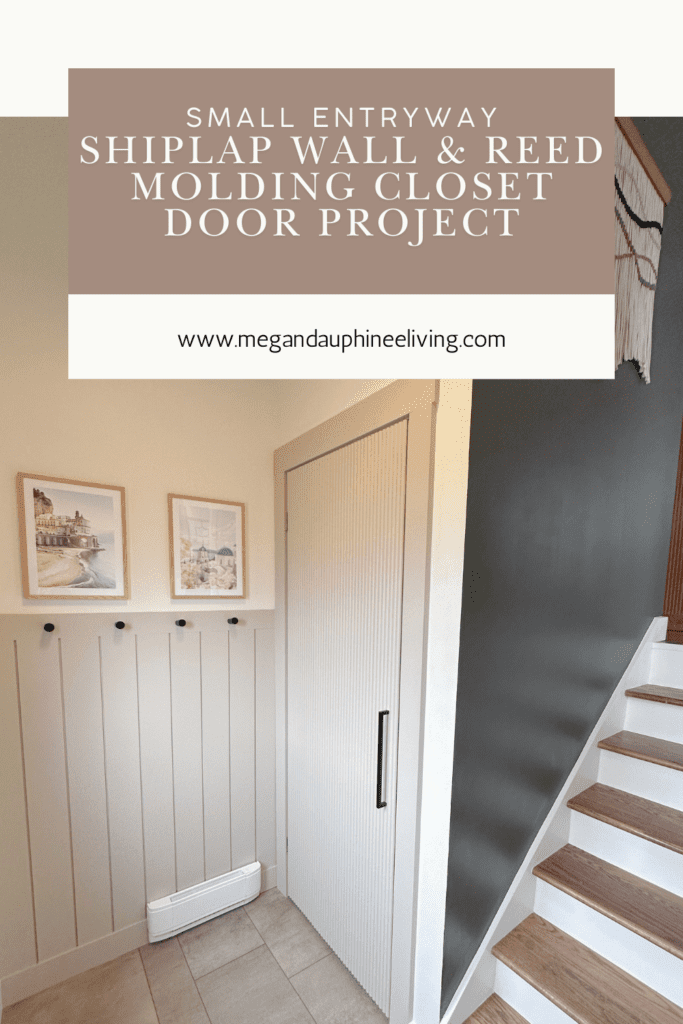 small entryway idea, shiplap entryway, fluted door, reed molding door