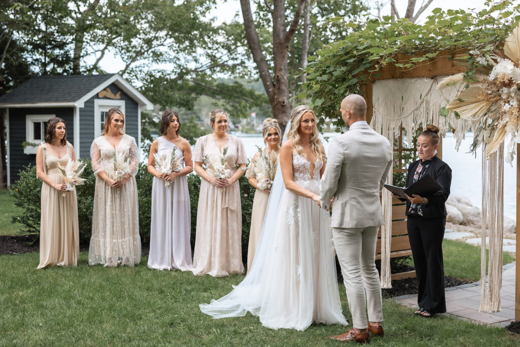 ceremony set up for backyard wedding
