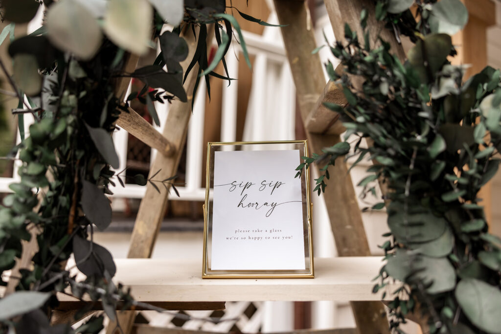 vintage ladder wine bar wedding decor for reception, vintage, rustic backyard style