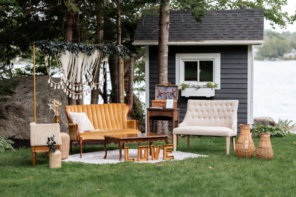 photo station for backyard wedding