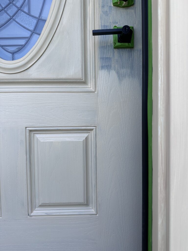 priming faux wood painting technique on front door