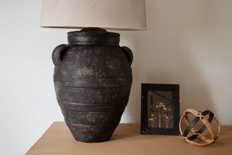 diy thrifted lamp stone lamp