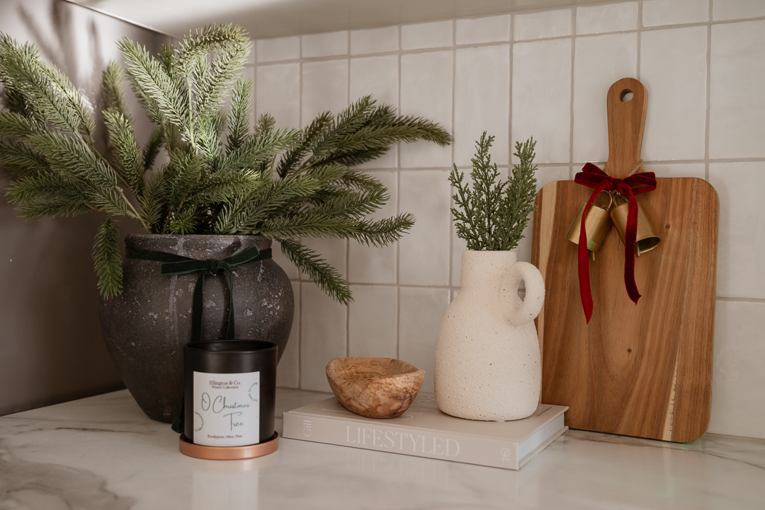 styling countertop for christmas