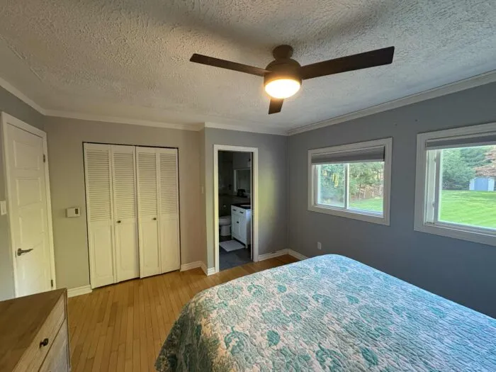 bedroom makeover: blue and neutral
