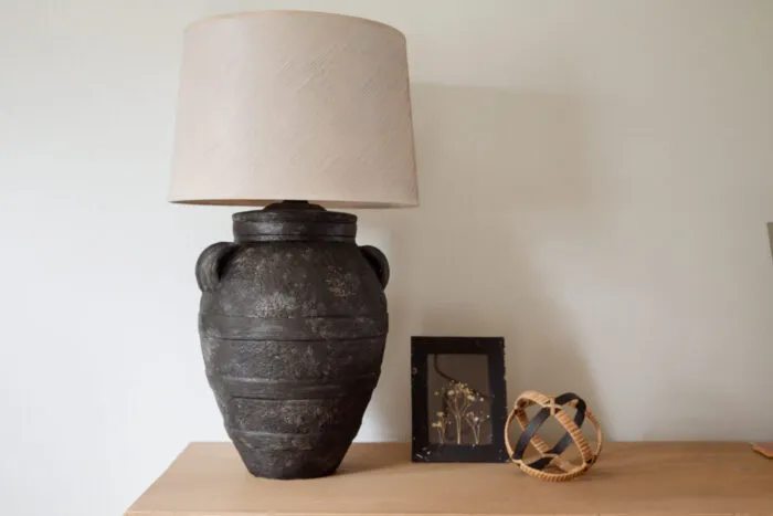 diy thrifted stone lamp