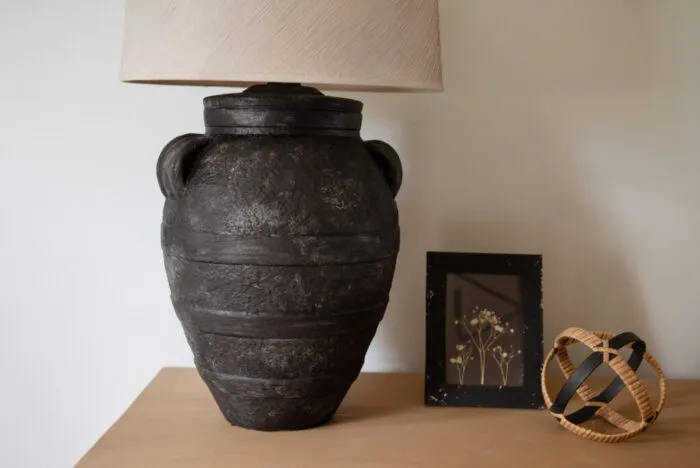 diy thrifted lamp stone lamp