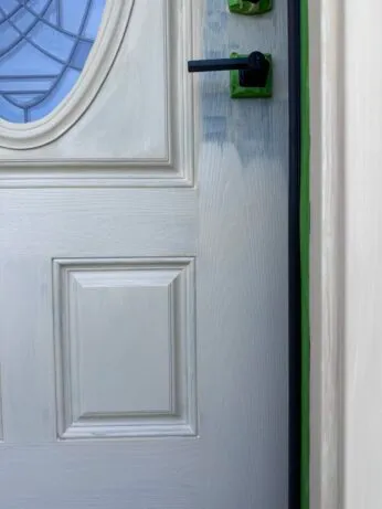 priming faux wood painting technique on front door