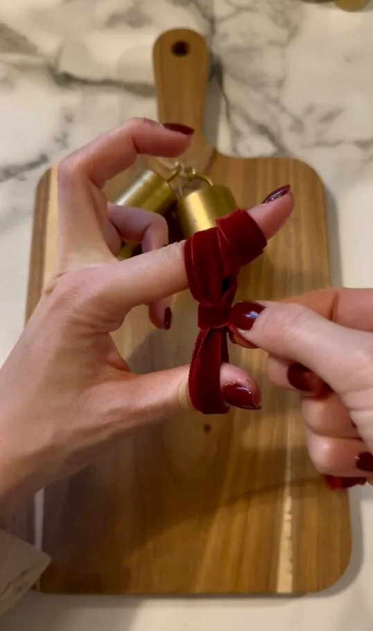 add vintage bells to cutting board