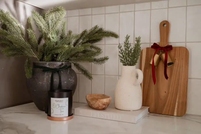 styling countertop for christmas