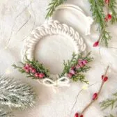 macrame mini wreath ornaments christmas